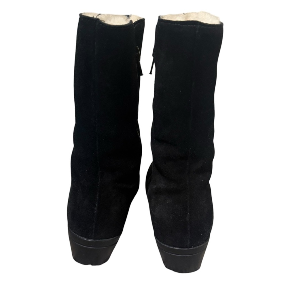 La CANADIENNE Elena Waterproof Black Suede Shearling Lined Boots Womens Size 7.5 - Picture 5 of 8